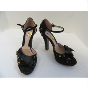 MOSCHINO BLACK SUEDE BLOCK HEELS SZ 36/ US 6